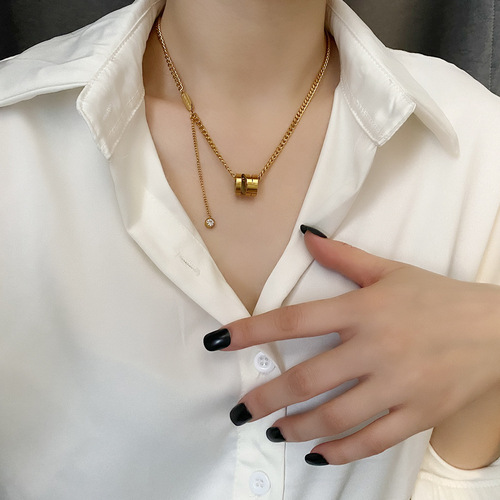  New Spring Metal Tank Top Chain Slim Waist Titanium Steel Non-Fading Necklace Fashion Clavicle Chain Neck Chain for Women