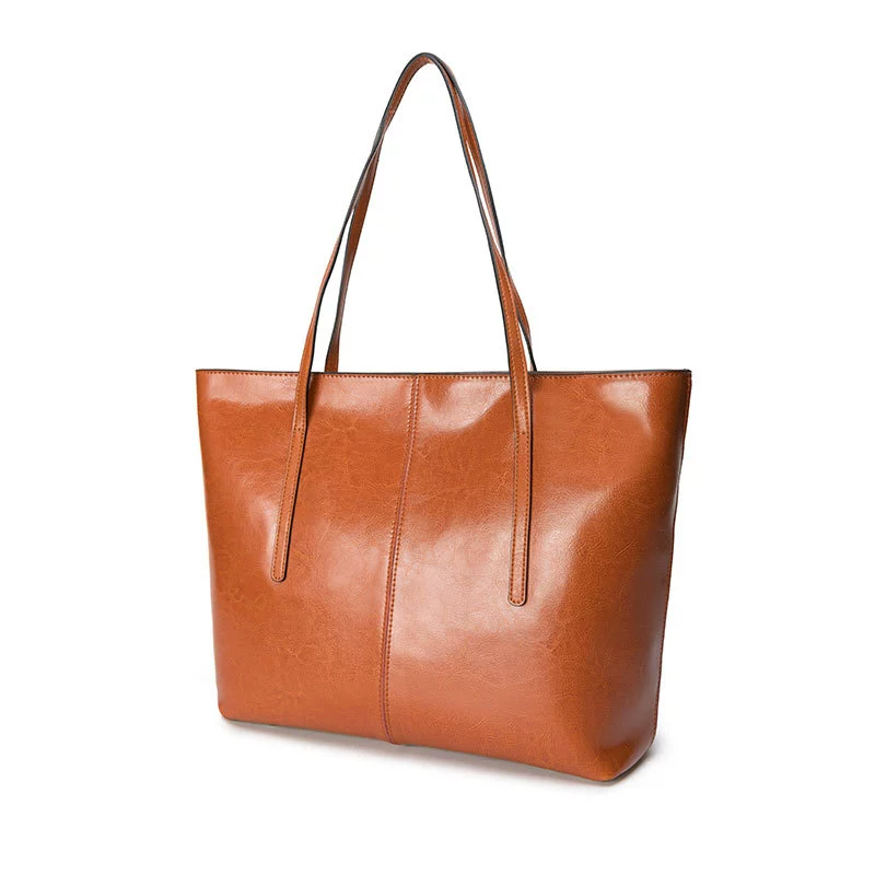 Capacious shoulder bag, leather one-shoulder bag, genuine leather
