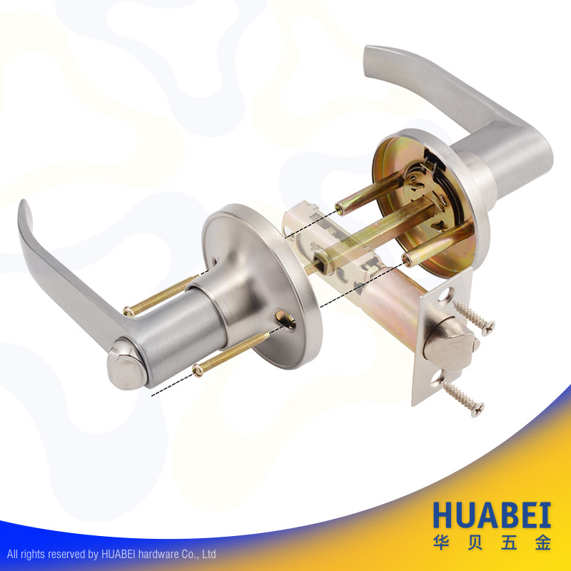 Zhongshan hardware cerradura de puerta puerta de aleación de aluminio cerradura de puerta de acero plástico cerradura de mano negro matto cerradura mecánica al por mayor