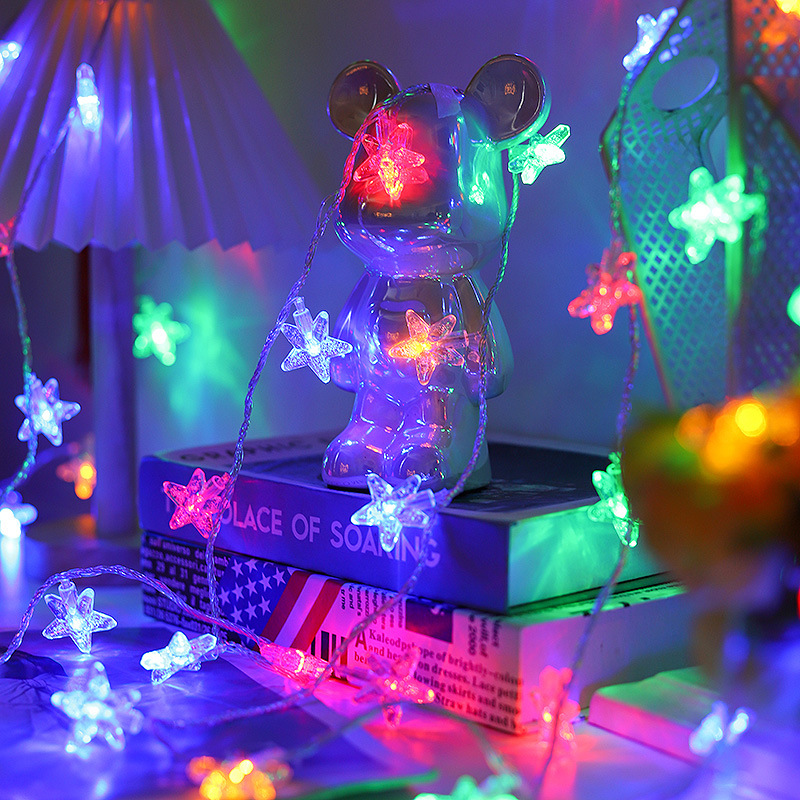 Nuevo LED burbuja estrella de cinco puntas Cadena de luz plug-in USB batería Luz de vacaciones al aire libre camping atmósfera decorativa Cadena de luz de colores