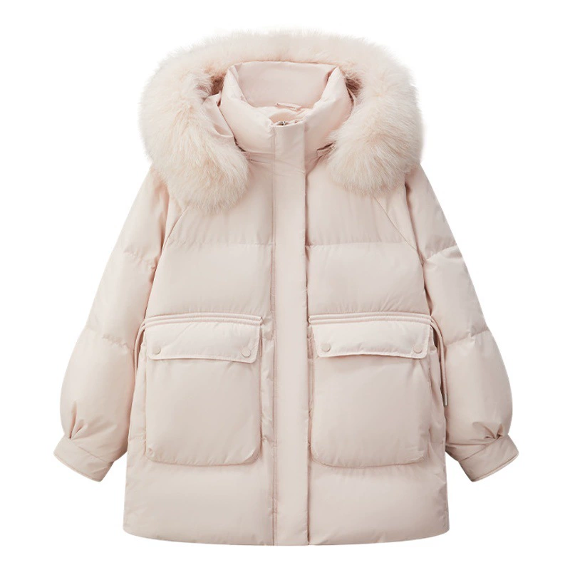 2023 Новый 90 белый утиный пух меховой воротник плюс толстый плюс размер длинный пуховик для беременных женщин плюс размер RR2311