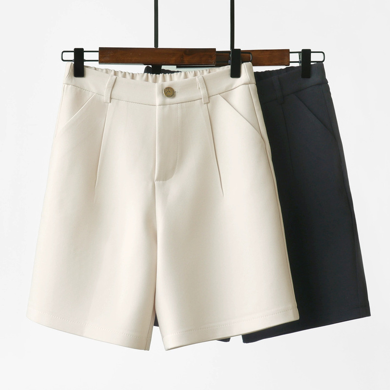 Suit Shorts Women's Summer Thin 2025 New High Waist Loose Wide Leg Straight Hong Kong Style Casual Pants Five-point Pants