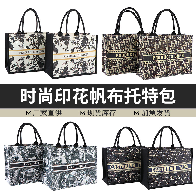 Invierno impresión lienzo bolsa de mano al aire libre acampamiento bolsa de compras retro bolsa de gran capacidad mujer al por mayor