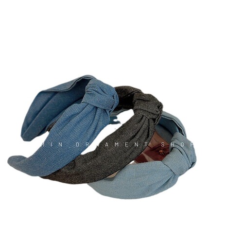 Xu Hongdou's same style denim headband for women  new high skull headband face wash bundle hairpin hair accessory