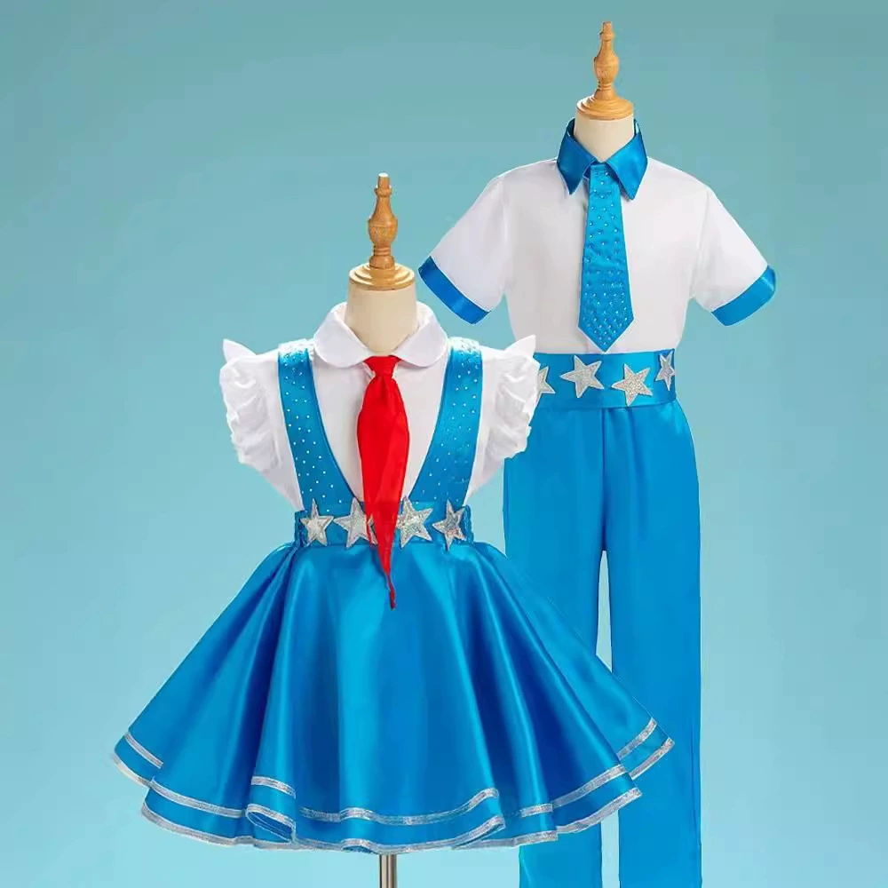 Детский костюм Люи Хор начальной школы Красный шарф Сценический костюм Детский хор