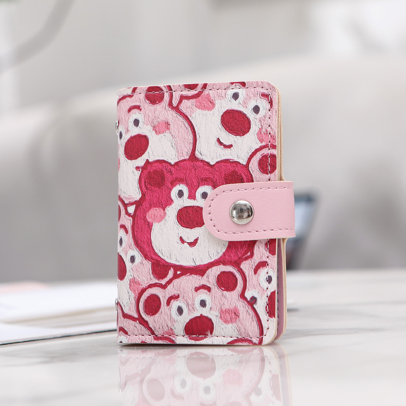 Patrón de dibujos animados personales para mujeres bolsa de tarjetas compacta anti-damagnetizante gran capacidad 20 tarjetas transparentes tarjeta de almacenamiento de tarjetas de tarjetas ultra delgada