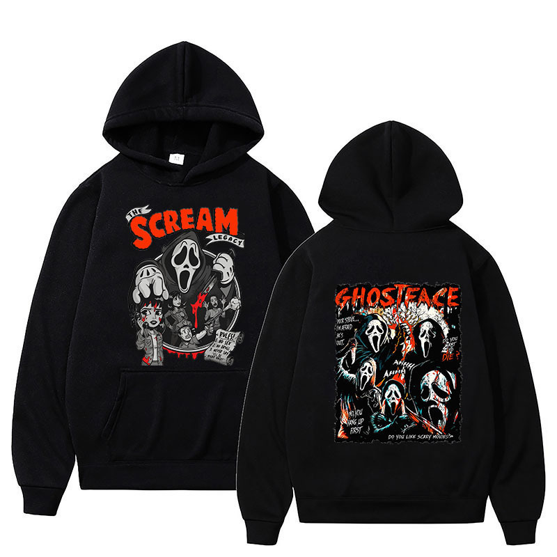Screaming Horror Cartoon Print Sweatshirt Autumn Winter Casual Unisex Long Sleeve Hoodie Screaming Horror Cartoon Print Sweatshirt Autumn Winter Casual Unisex Long Sleeve Hoodie