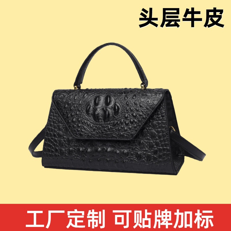 Genuine Leather Women's Handbag Crocodile Pattern Handbag 2025 Winter New Fashion Crossbody Bag for Women