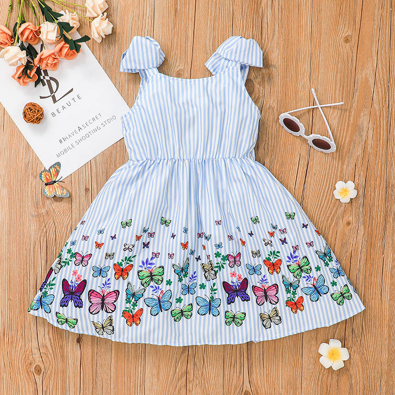 Summer  4~11 Year Old Girl Butterfly Print Princess Fashion Suspender Skirt display picture 3