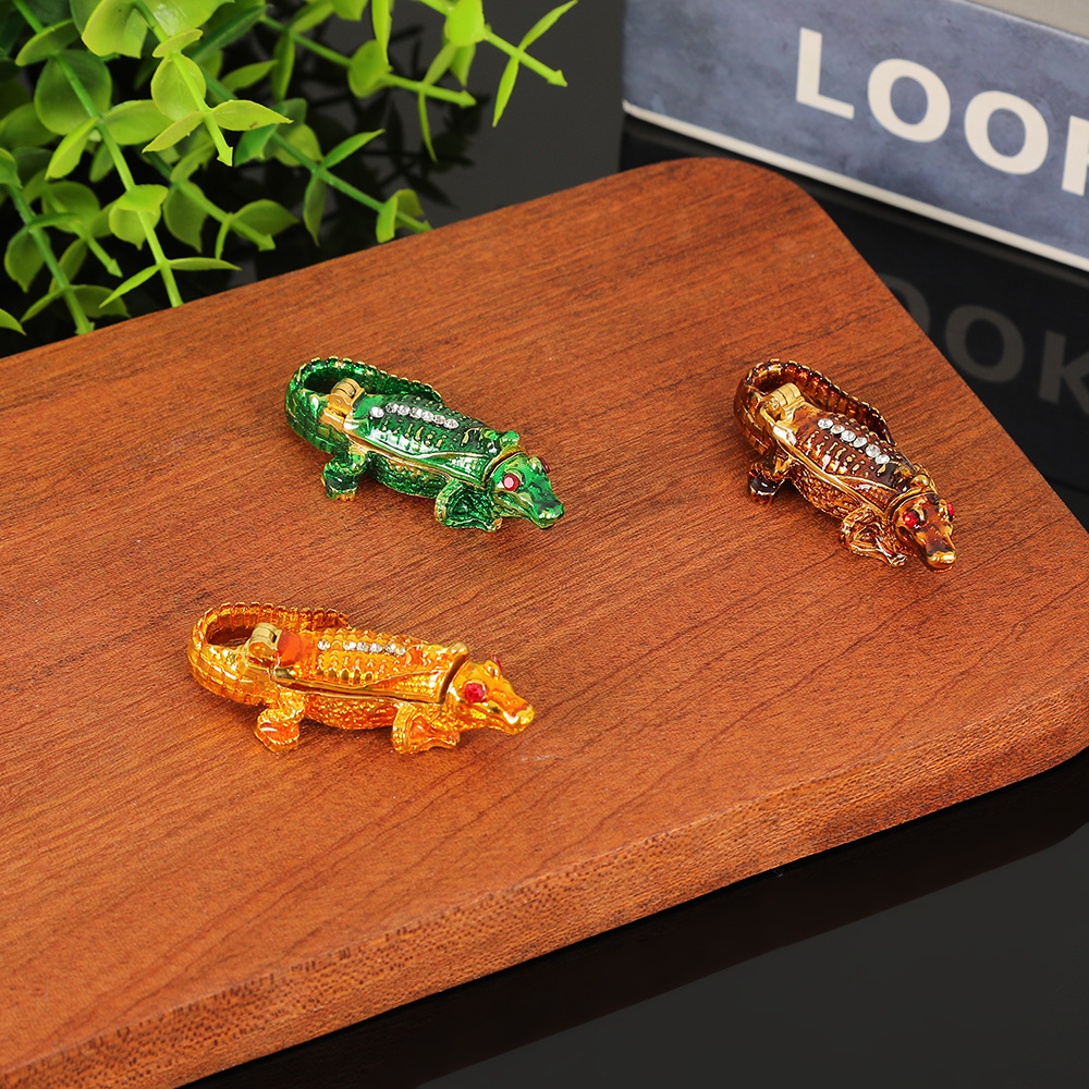 Enamel Jewelry Box Desktop Small Pendant Zinc Alloy Diamond Household Ring Earrings Jewelry Storage Box Wholesale