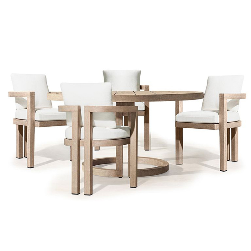 Mesa y silla de madera sólida al aire libre patio villa al aire libre anticorrosión teca ocio jardín al aire libre combinación de muebles impermeables y protectores solares