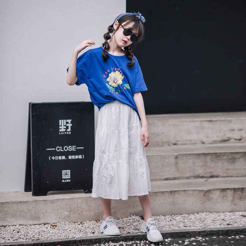 Faldas para niñas, estilo coreano, estilo nuevo de verano 2024, faldas de media longitud para niñas mayores, faldas por encima de la rodilla para niñas, faldas modernas para niñas pequeñas