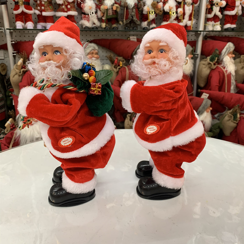 Christmas New electric Santa Claus decorations Creative plush Santa Claus doll toys that can climb ladders_voghion.com