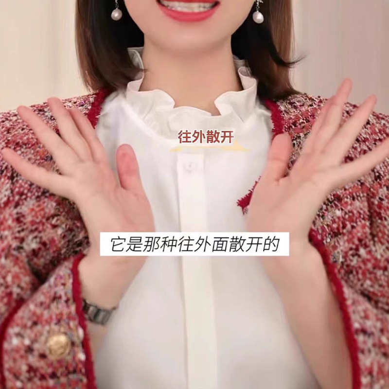 Lacy Collar Sleeveless Shirt Women's Inner Fake Collar Fold Wear Artifact Lotus Leaf Fungus Vertical Collar Base Shirt Vest Top