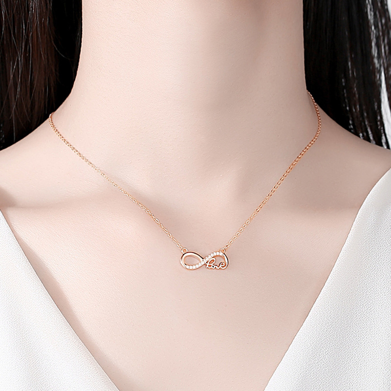 S925 lazo de plata Amor collar de las mujeres de moda transfronteriza estilo europeo y americano diseño sentido amor clavícula cadena diamante