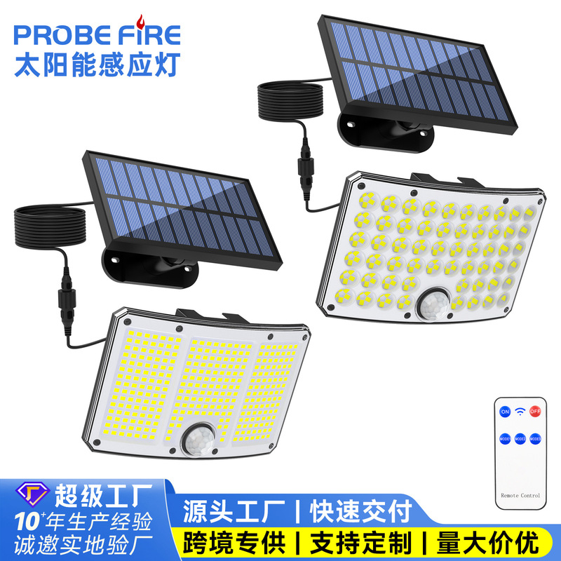 太阳能人体感应壁灯户外防水车库灯户外灯5新家用远程遥控庭院灯|undefined