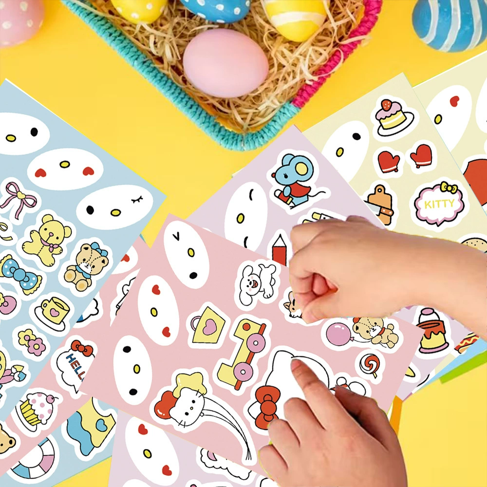 Sanrio, Hello Kitty, головоломка, наклейка, интерактивные мультяшные наклейки, для детей и родителей, ручная работа