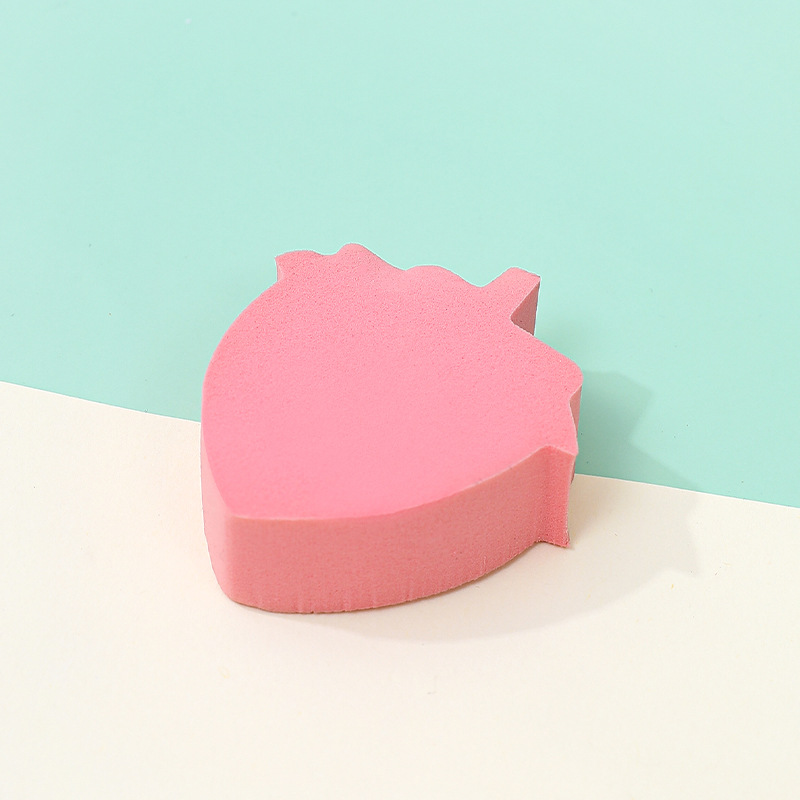 Puff de fresa personalizado de fábrica no come polvo, no látex, maquillaje plano, esponja, colchón de aire, húmedo y seco, venta al por mayor transfronteriza