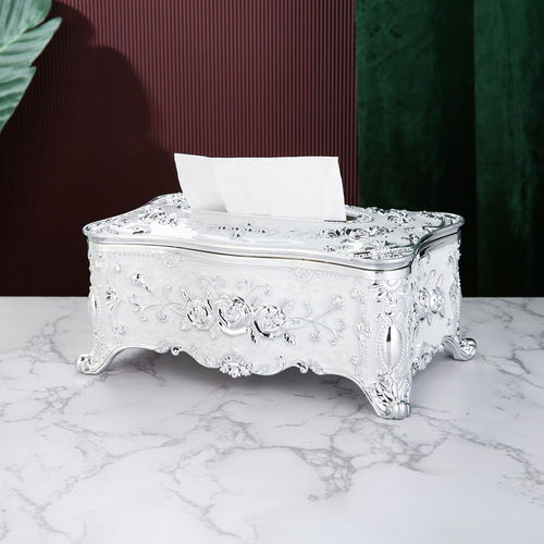European-style tissue box for home, creative and personalized living room coffee table tissue holder, restaurant light luxury retro acrylic tissue holder