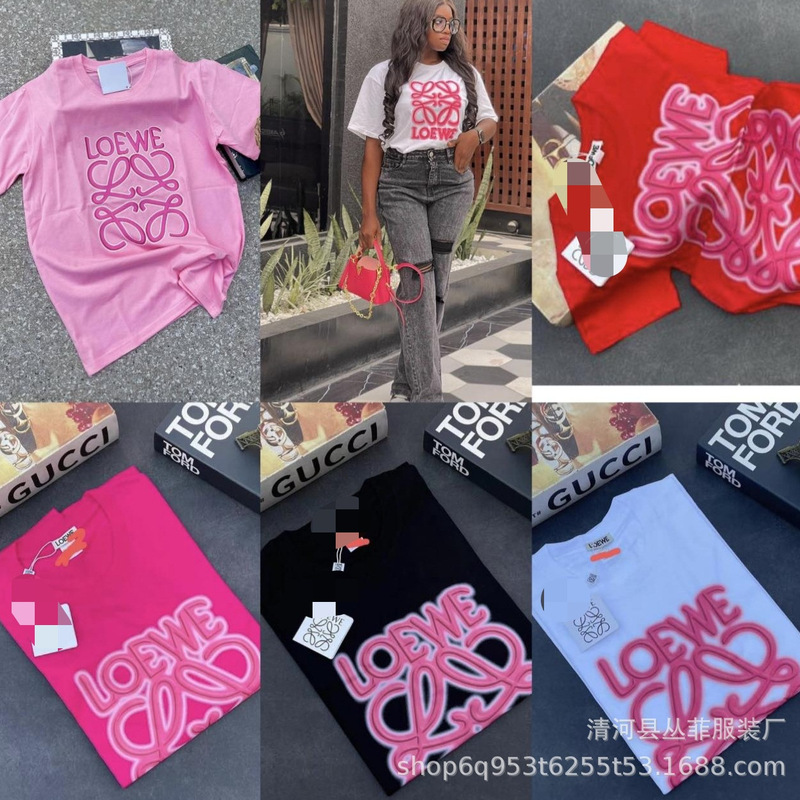 Cross-Border Trendy Brand Printed T-Shirts for Men and Women, Round Neck Pure Cotton Short-Sleeved Trendy Brand Printed Tops, Foreign Trade Wholesale