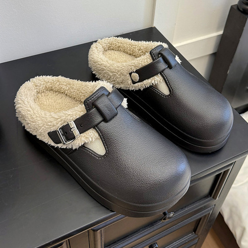Autumn and winter new outer-wearing Birken cotton slippers, women's waterproof and dirt-resistant eva platform cotton slippers, women's plus velvet cotton slippers
