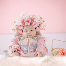 宝宝满月簪花摄影艺术写真服婴儿百天照簪花主题道具影楼拍照服装