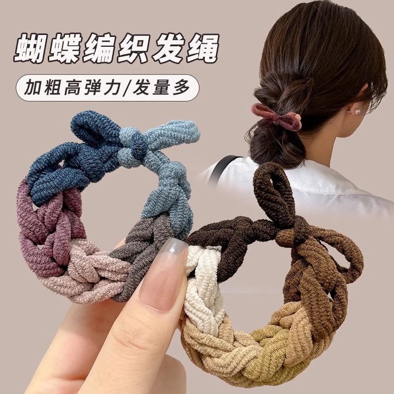 grueso de alta elástica mariposa trenzada cabello cabello de mujer cabello de cabello de cola de caballo cabello de alta sensibilidad correa de cabello adornamiento de cabello