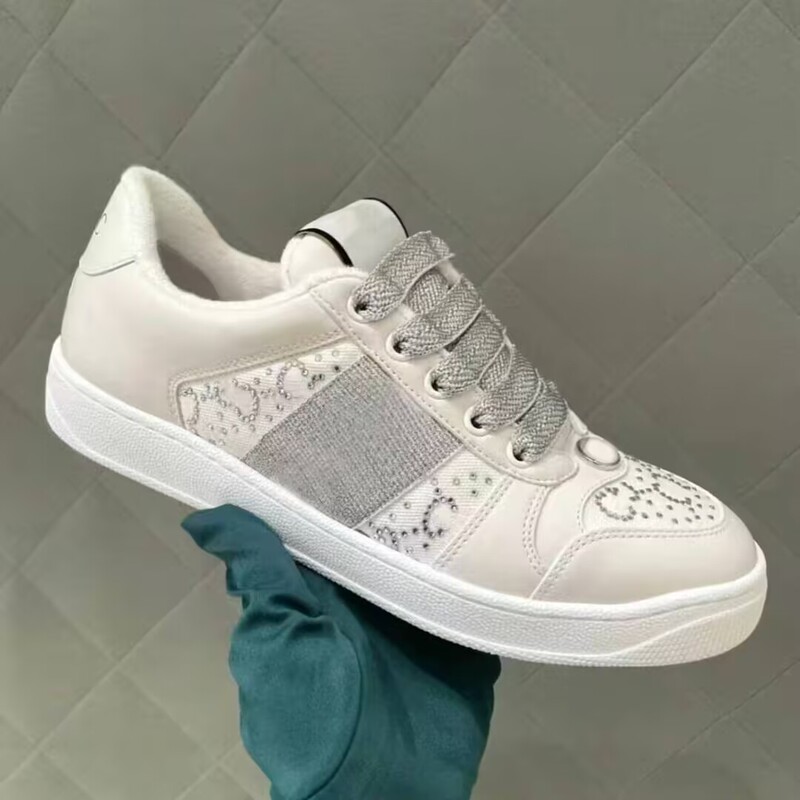 High-End Version of G-Brand Starry Sky Rhinestone Small Dirty Shoes for Women, Couple's Casual Dirty Shoes, Retro Rhinestone White Shoes