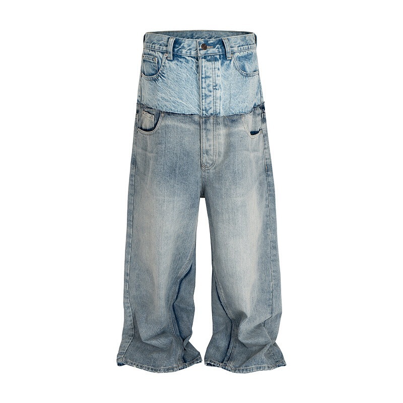 European and American Cross-Border American-Style High Street Personality Color-Blocked Design Jeans for Men and Women, Loose and Versatile Casual Color-Blocked Straight Pants European and American Cross-Border American-Style High Street Personality Color-Blocked Design Jeans for Men and Women, Loose and Versatile Casual Color-Blocked Straight Pants