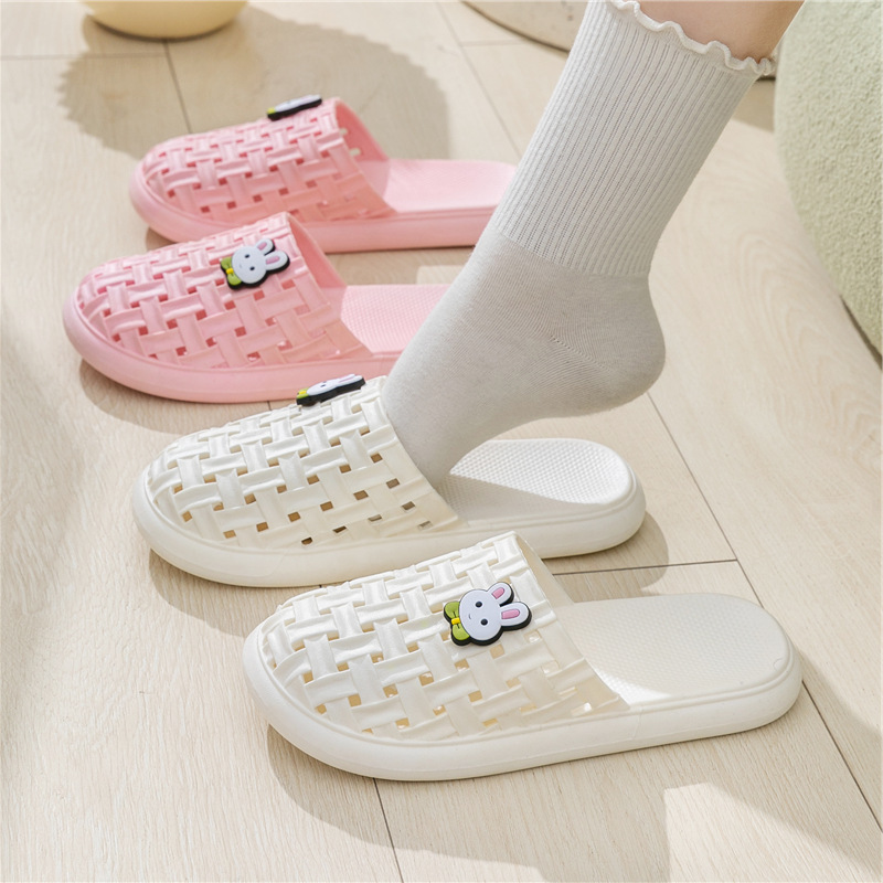 Summer Baotou Sandals and Slippers Women's Bathroom Bathing Home Indoor and Outdoor Wear Slide-Resistant Flat Beach Hole Shoes for Women