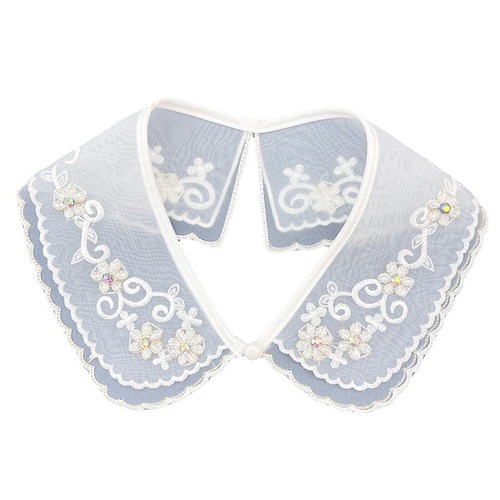 New white gold thread embroidery crystal beading small collar flower button women's clothing and children's clothing matching models wholesale
