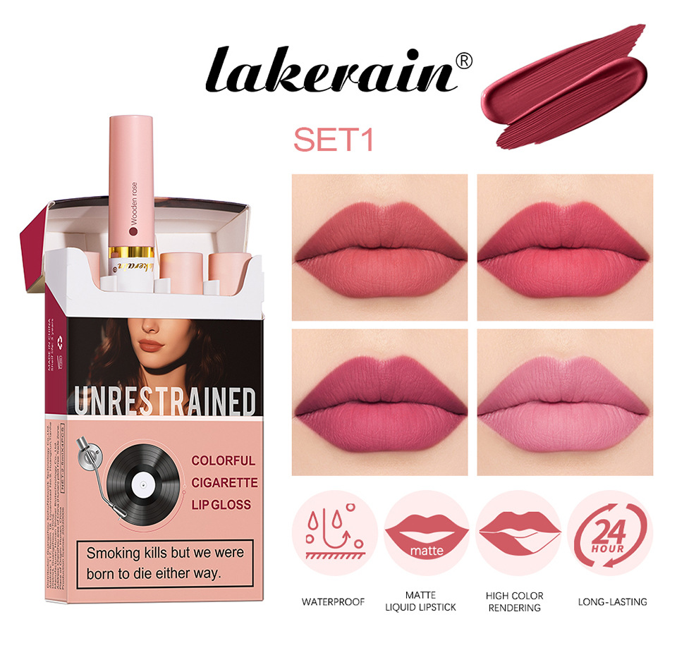 lakerain Cigarette Box Lipstick Matte Lip Gloss Lipstick set Specification drawing