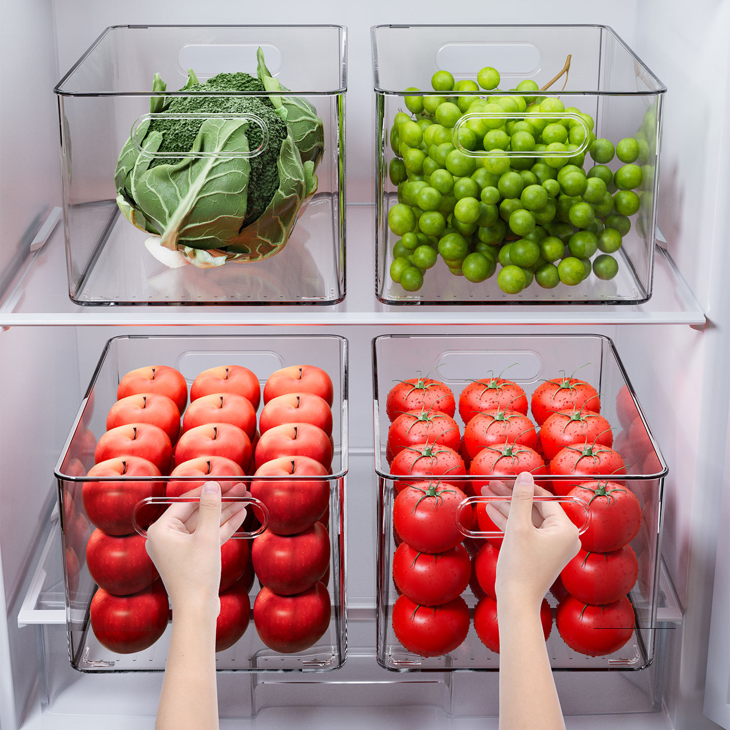 Refrigerator Storage Box Organizer Box Freezer Special Food-Grade Crisper Kitchen Vegetable Egg Rectangular Storage Box