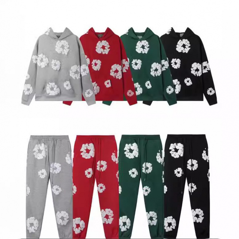 American-Style Trendy Street Hip-Hop Hoodie Set Denim Tears Men's Versatile Hoodie and Sweatpants Set