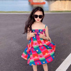 Girls suspender dress new summer vacation style beach dress temperament dress for children and middle-aged children dropshipping