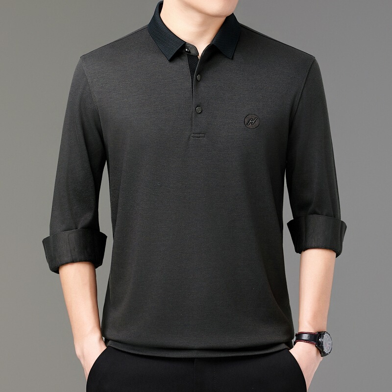 Counter Cashmere Long-sleeved T-shirt Men's 2024 Autumn and Winter Business Casual Middle-aged Dad Top Non-iron POLO Shirt Counter Cashmere Long-sleeved T-shirt Men's 2024 Autumn and Winter Business Casual Middle-aged Dad Top Non-iron POLO Shirt