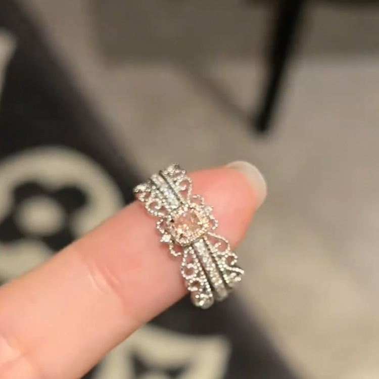 Luz de lujo zircon anillo abierto traje femenino nicho diseño personalidad simple todo fósforo temperamento anillo de moda anillo