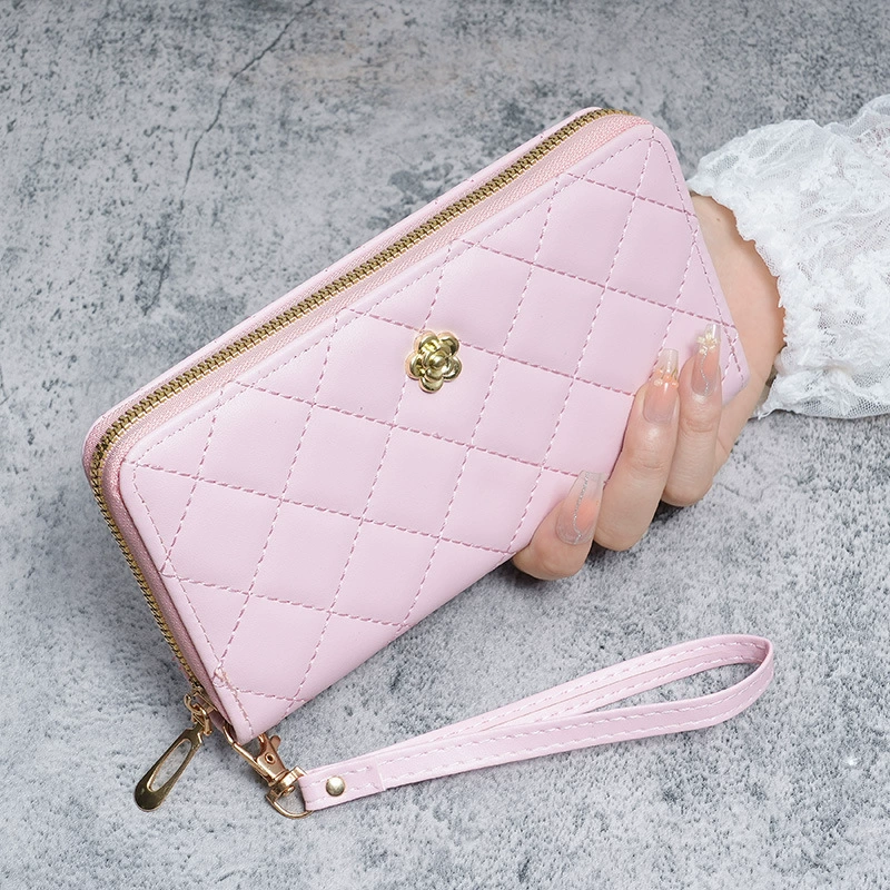 Стильный кошелек-держатель карт в стиле Chanel, сумочка, цвета черный фуксия коричневый красный слоновая кость