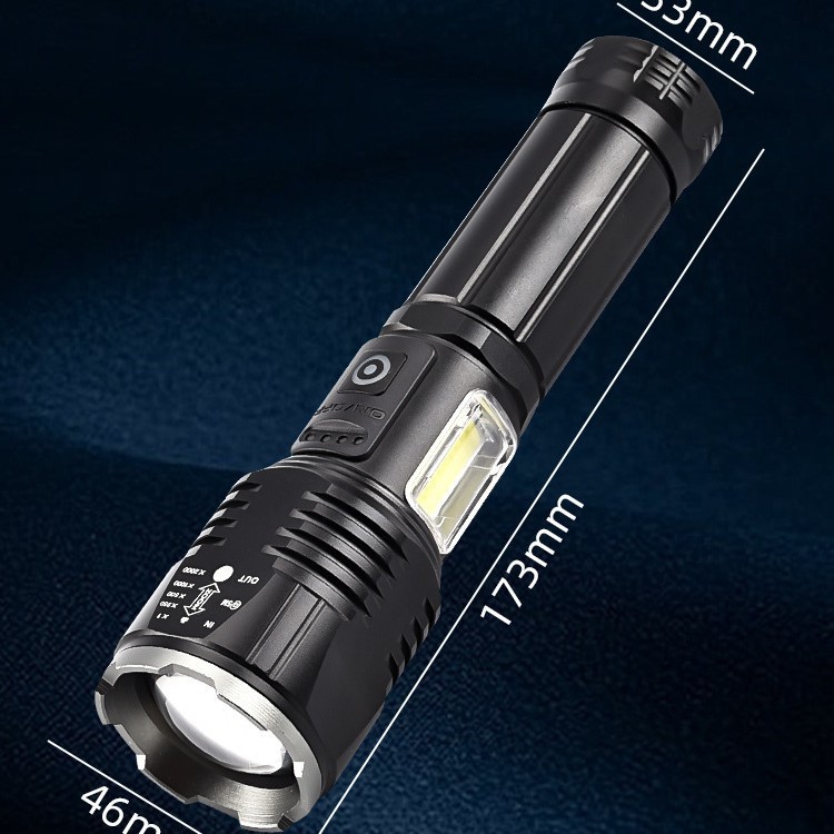 The new P50P90 aluminum alloy flashlight flood emergency warning electric telescopic zoom flashlight