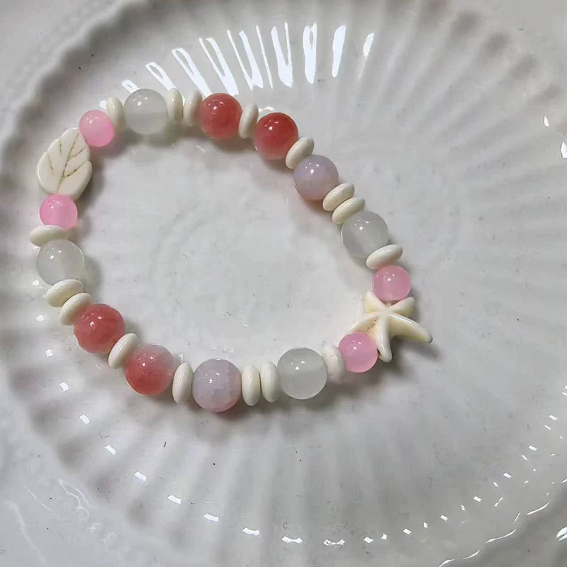 Beaded children's bracelet, adjustable cord, assorted charm styles, 10 cm