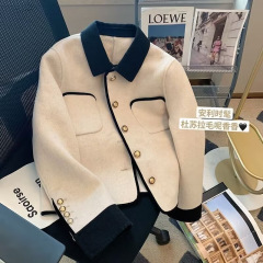 小香風ウールショートコート レディース 2025春秋新作 高級感 おしゃれ 気質 上品 ファッショナブル ラペルトップコート
