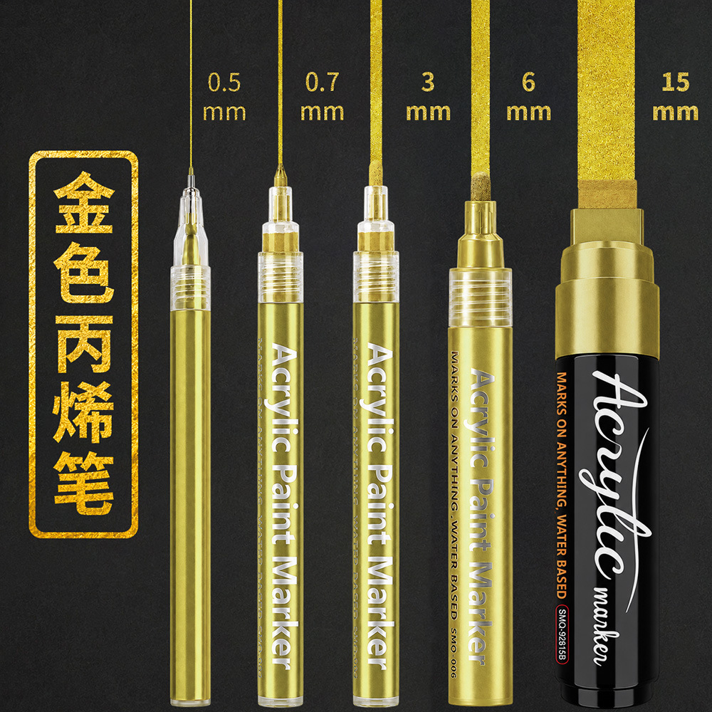 Cross-border gold acrylic markers, stackable colors, for art painting, design, couplets, Spring Festival couplets, graffiti, and highlighter liners