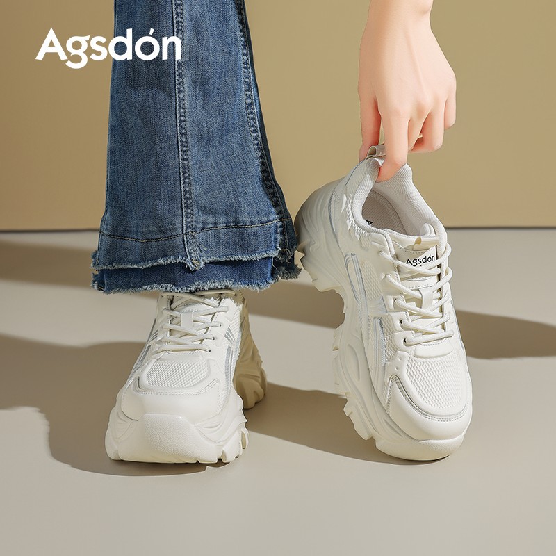 Augu Shi Deng zapatos para mujeres 2025 nuevo otoño con suela gruesa pequeña moda blanca casual zapatos deportivos de moda