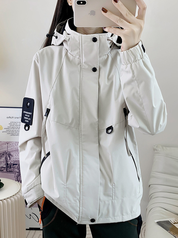 户外冲锋衣薄款男女同款防风防水登山服夹克工装大码外套春秋连帽|undefined