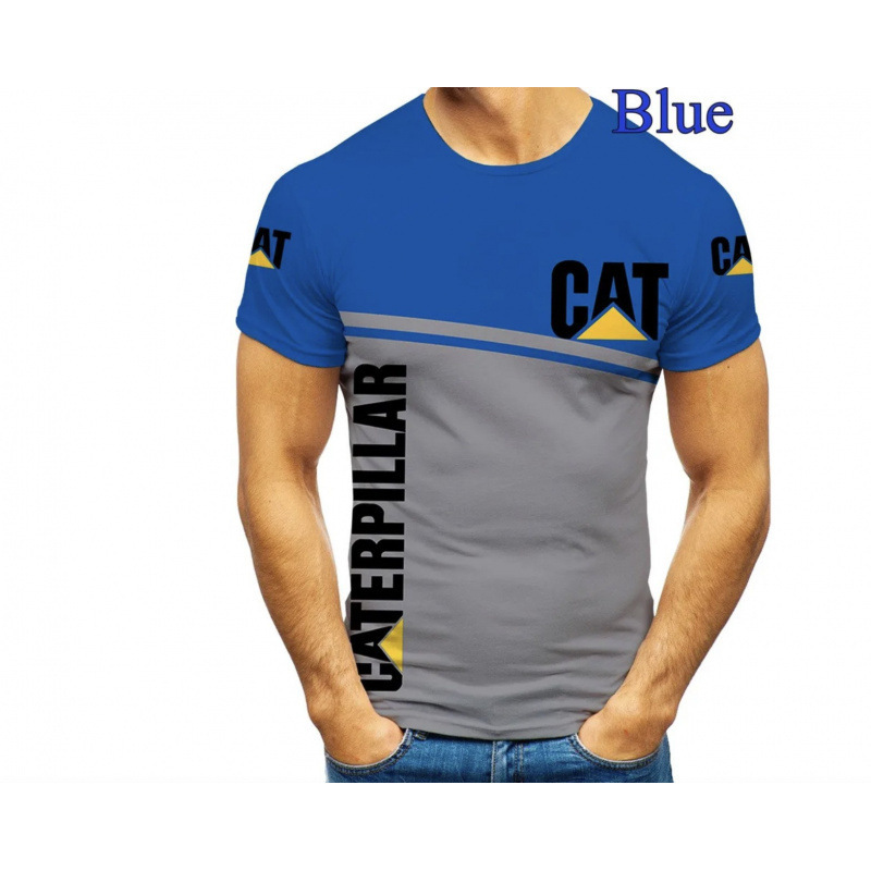 TK人気 CAT掘削機 3D立体インク メンズT アメリカンワークウェア風 通気速乾半袖Tシャツ|undefined