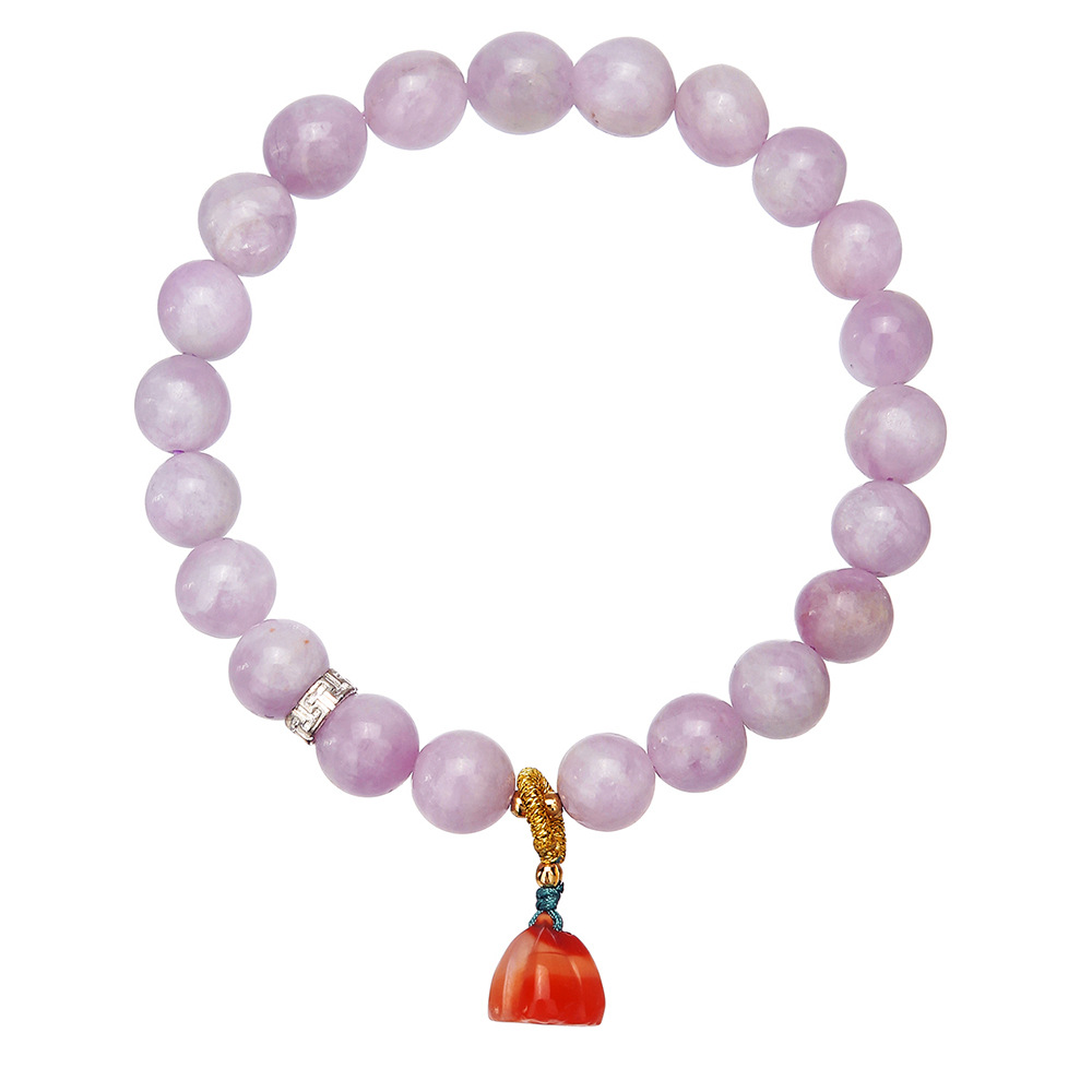 쿤자이트 남부 붉은 연꽃 팔찌