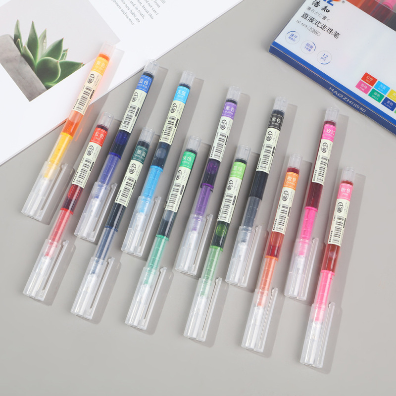Haozhi カラーストレート液体ボールペン速乾性ニードルペンインハンドブックマルチカラーペンノート専用ゲルペン|undefined