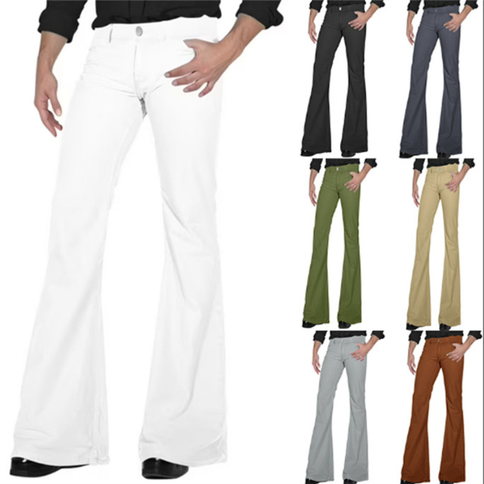elastic casual retro flared trousers