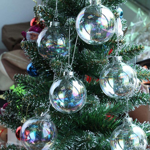 Christmas Transparent Plastic Christmas Ball Pet Seamless Hollow Plastic Ball Creative Round Hanging Ball Ready-Made Transparent Glass