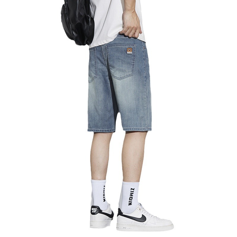 Lyocell Tens Denim Shorts Men's Summer Thin Pants Ice Silk Casual Loose Straight Pants